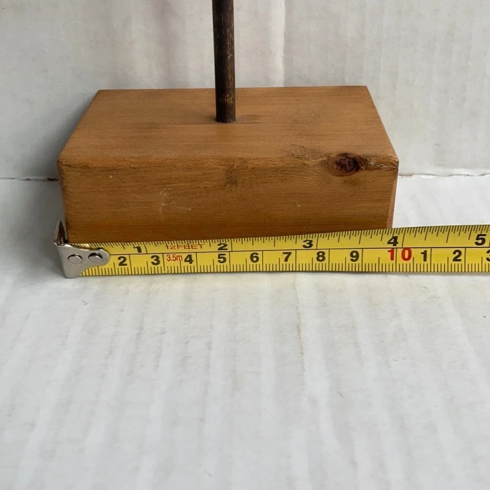 Vintage 1983 wood carved painted Santa Christmas tree on pedestal